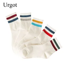Urgot, 5 пар, классические женские носки, 2 хлопчатобумажные носки в полоску, Ретро стиль, для старшей школы, хип-хоп, скейт, короткие, Meias Calcetine Harajuku, недорогой носок