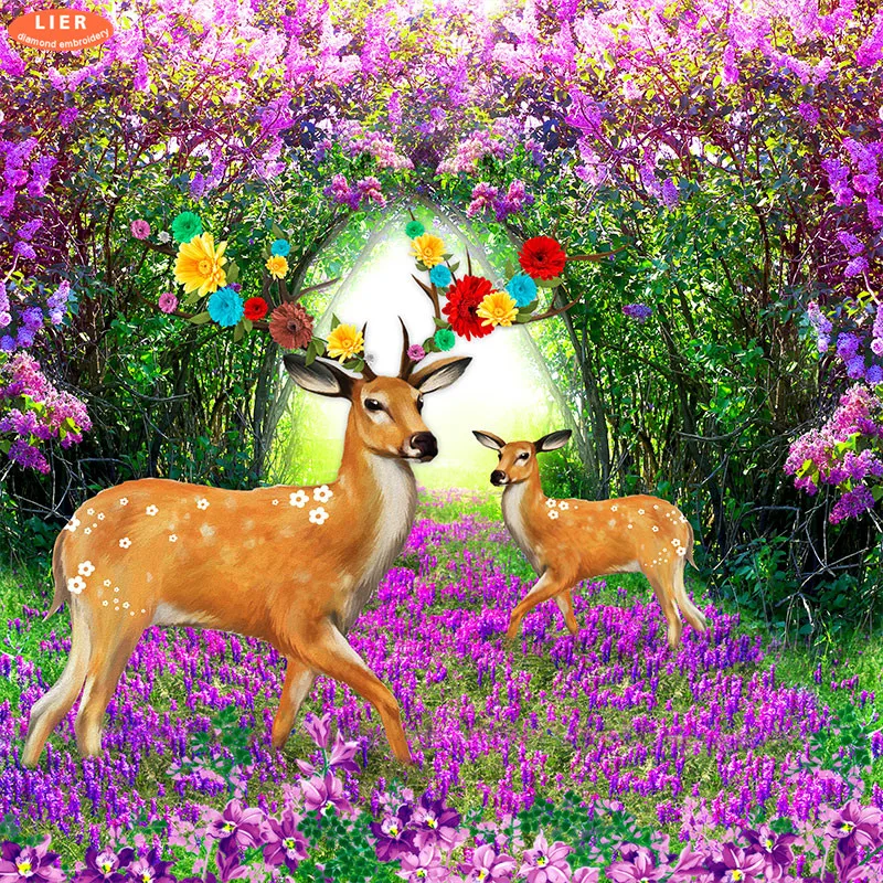 

LIERdiamond painting animals deer,diamond embroidery 5d painting,diy diamond mosaicGarden landscape,full square diamond picture