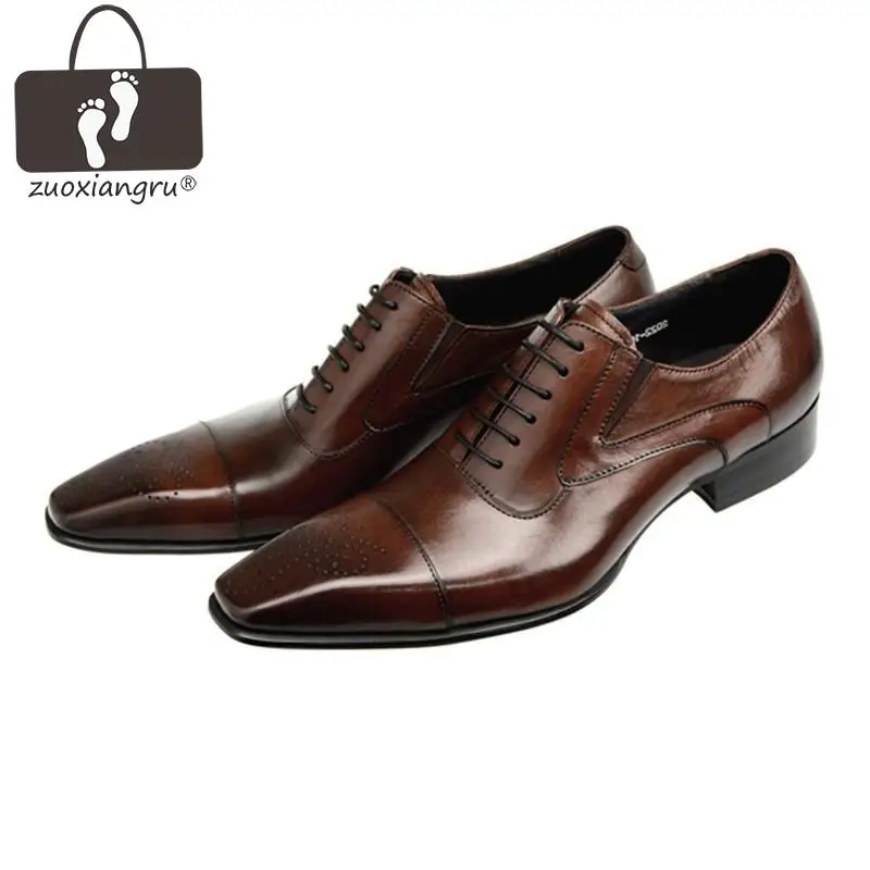 

Zuoxiangru Men Dress Shoes Genuine Leather Black Italian Fashion Business Oxford Shoes