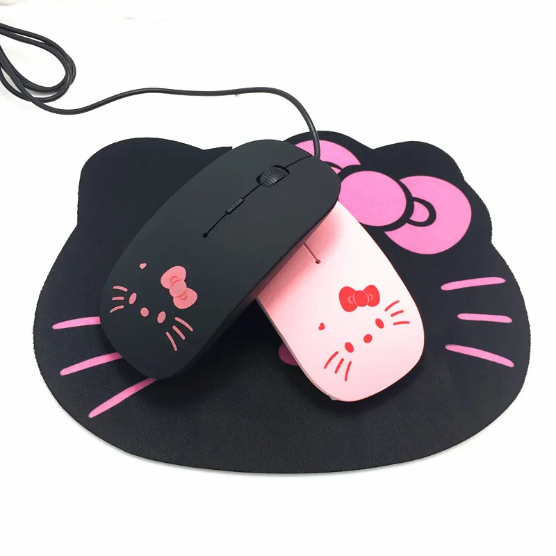 Розовая проводная USB мышь hello kitty с кабелем симпатичная мышь из мультфильма 1200 dpi оптическая KT кошки-мышки для компьютера ПК ноутбука