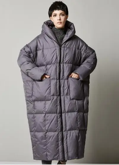 Зимнее пуховое пальто, 90% белый утиный пух, уплотненная теплая женская зимняя парка, женская уличная длинная куртка свободного кроя