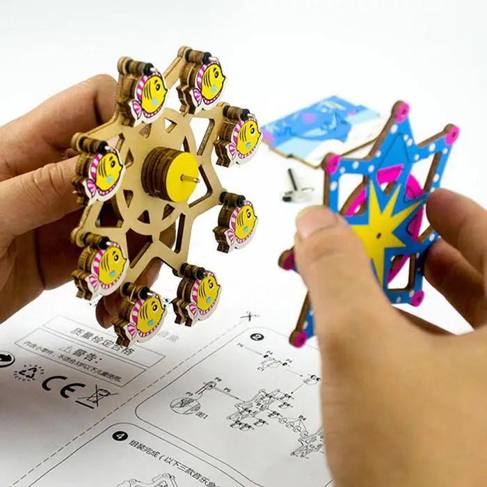 DIY 3D головоломки деревянные головоломки музыкальная шкатулка карусель, колесо обозрения многоцветные заводные Детские творческие игрушки