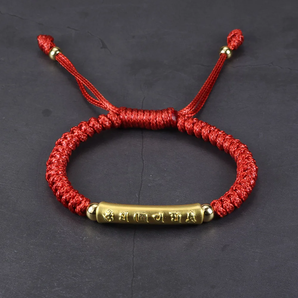 Beste 999 Puur Zilver Chinese Knoop Armbanden Mens Geluk Rode Touw Zes Woorden OM Gevlochten Armband Tibetaanse Meditatie Buddhsim Sieraden