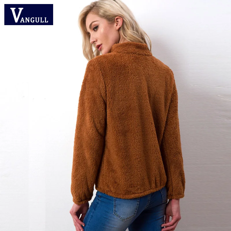 Vangull Velvet basic jacket coat Women warm casual Fur jackets female 2018 New Long Sleeve Female Zipper Overcoat Outerwear