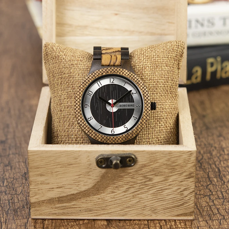 BOBO BIRD Top Brand Men Quartz Watches Stylish Luxury Wooden Wristwatch Timepieces Military in Gift Box erkek kol saati L-R07