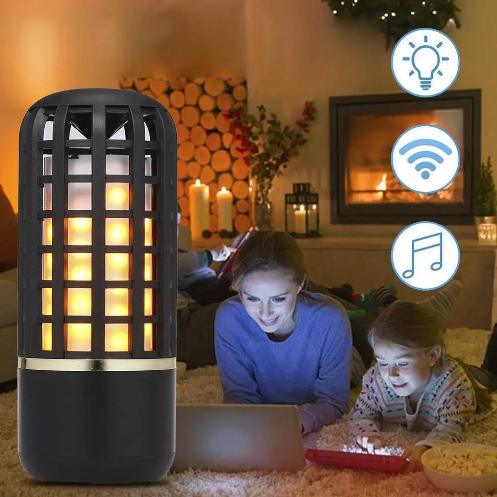 

Portable bluetooth Speaker Light Wireless bluetooth Stereo Speaker Rechargeable Flame Effect Night Light for Indoor Outdoor