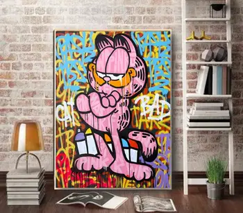 

100% hand painted popular art graffiti artworks cartoon limited brand painting on canvas for sitting room