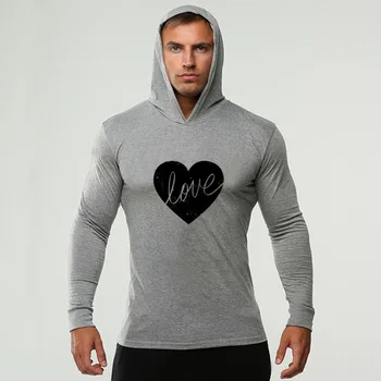 

2018 New Men hooded Sport T-Shirt Athletics Long Sleeve Men Quick Dry Men's Running T-shirts Gym Clothing