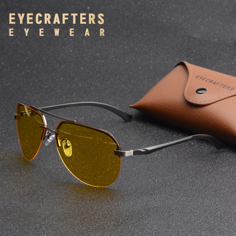 

Eyecrafters Aluminum Magnesium Polarized Sunglasses Men Brand HD Night vision Polaroid Lens Anti Glare Driving Sun glasses