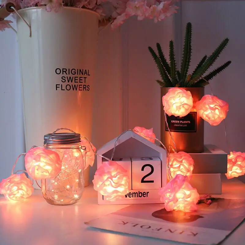 

Battery Operated 10leds 20leds LED Flower Ball Christmas Lights Holiday String Lights Valentine Wedding Decor Flower Bulbs Lamp