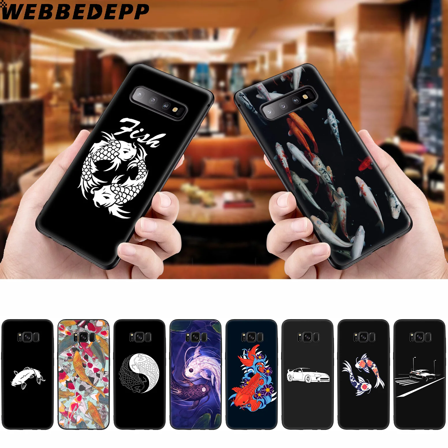 

WEBBEDEPP Koi Fish Japan Car Soft Case for Samsung Galaxy S10 S10e S9 S8 Plus S7 S6 Edge S9 Plus & J6 2018 Note 10 Plus 9 8