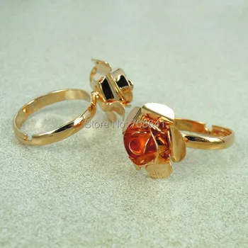 

Blank Rings Settings with 15mm Vintage Filigree 3D Rose Flower Bases Adjustable Rings Findings DIY Making Multi-color Plated