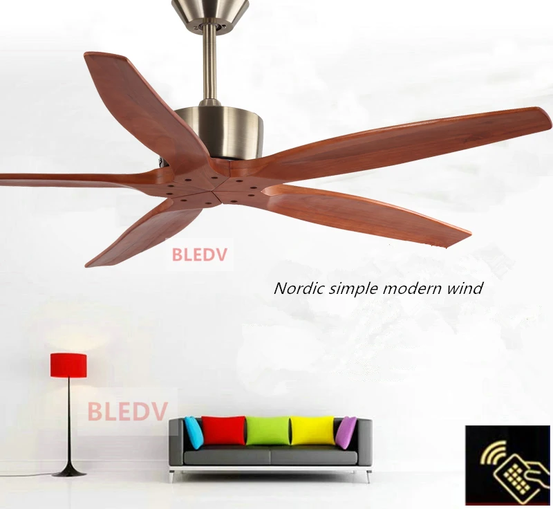 

Nordic luxury Bronze Village Wooden Ceiling Fan With Remote Control Attic Without Light Fan Bedroom Home Wood Blade Ceiling Fan