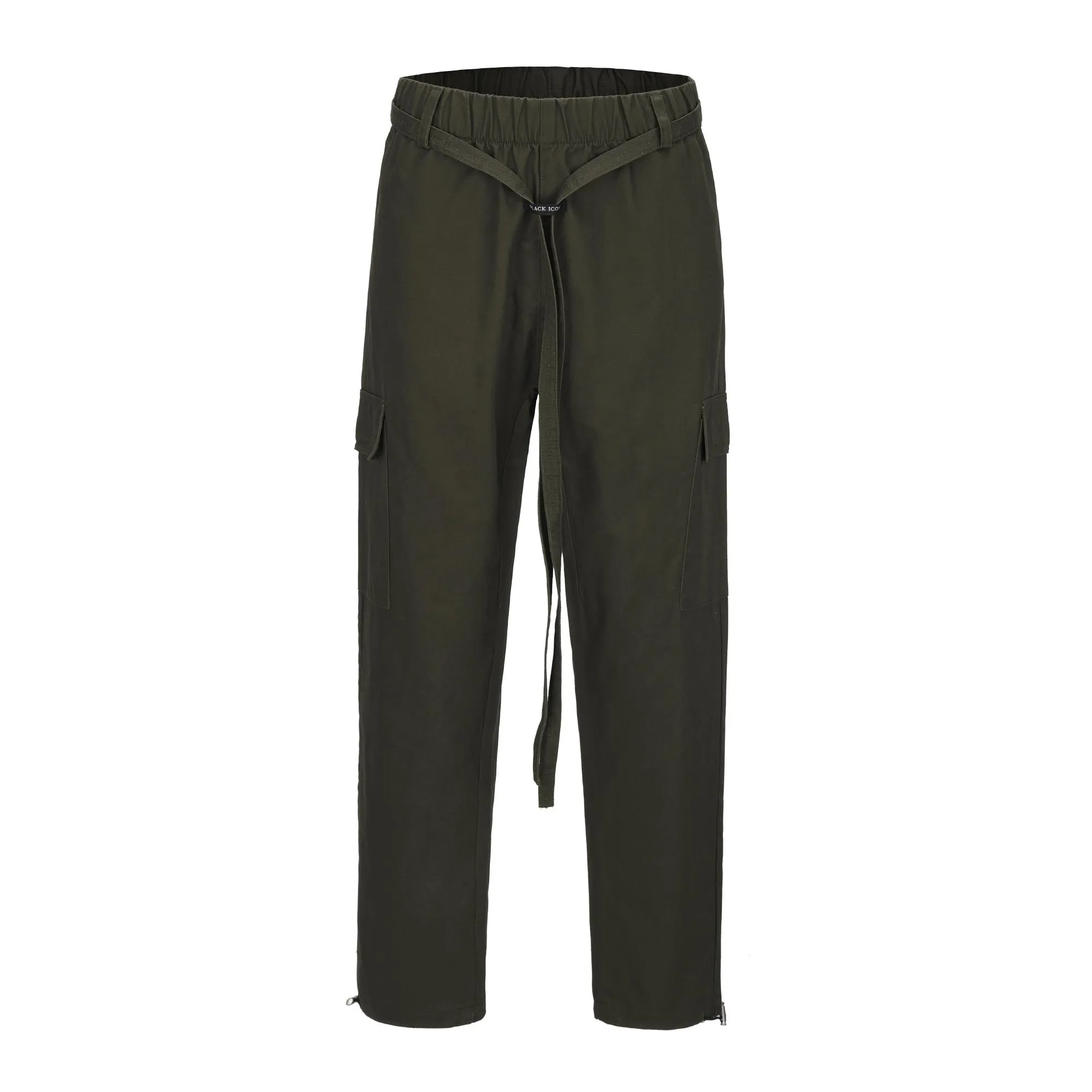 

hi street wear men drawstring long strap cargo pocket toggle jog pants