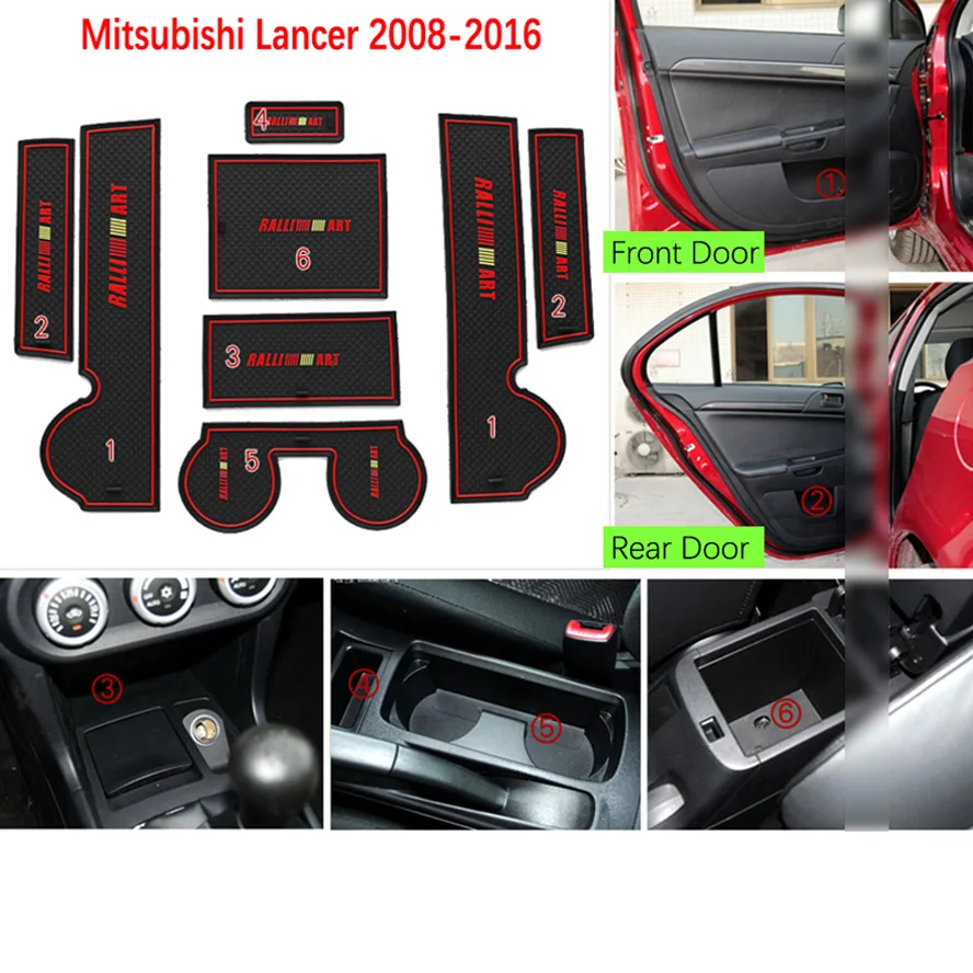 EVO Anti-Dirty Pad For Mitsubishi Lancer 2008- Ralliart EVO X Galant Fortis EX Door Groove Gate Slot Coaster Anti-Slip Mat