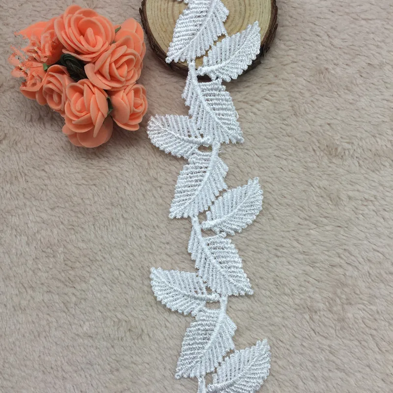 15yards 5CM Polyester Sewing Craft Crochet Leaf Shape Net Lace Trim Clothes Embroidered Applique Decorative Ribbon HB008