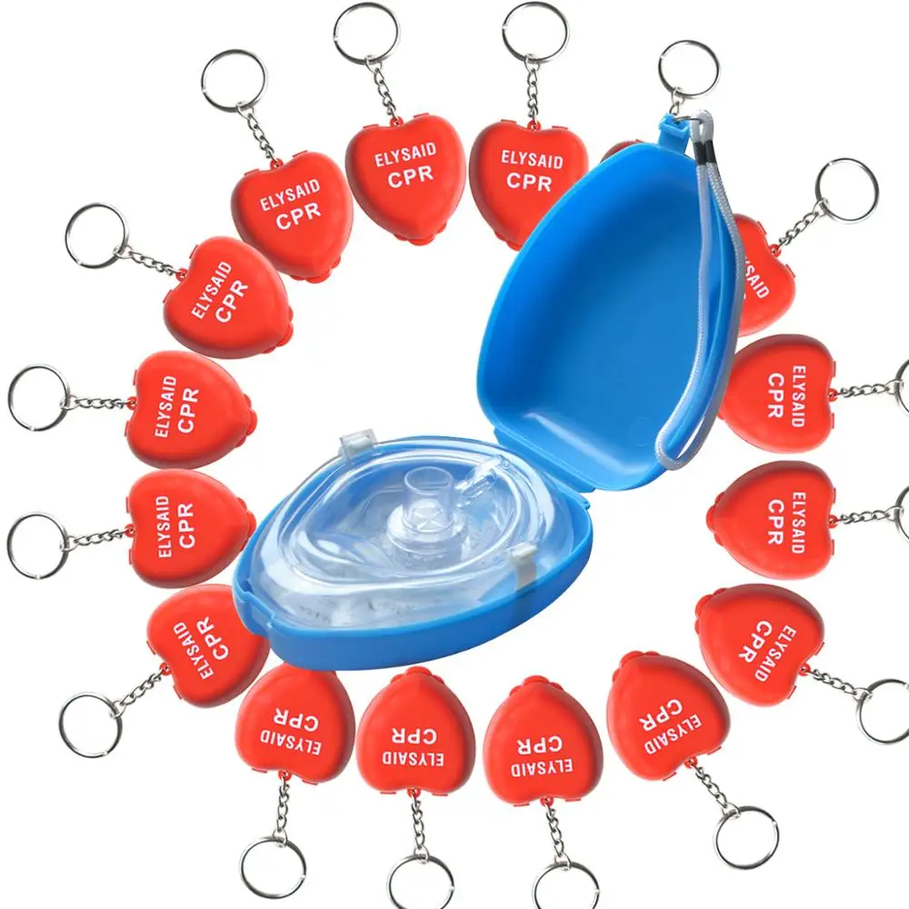16pcs CPR Resuscitator Rescue Fist Aid CPR Mask Breathing With One-way Valve Mouth To Mouth Emergency Survival Kit Heart Shape