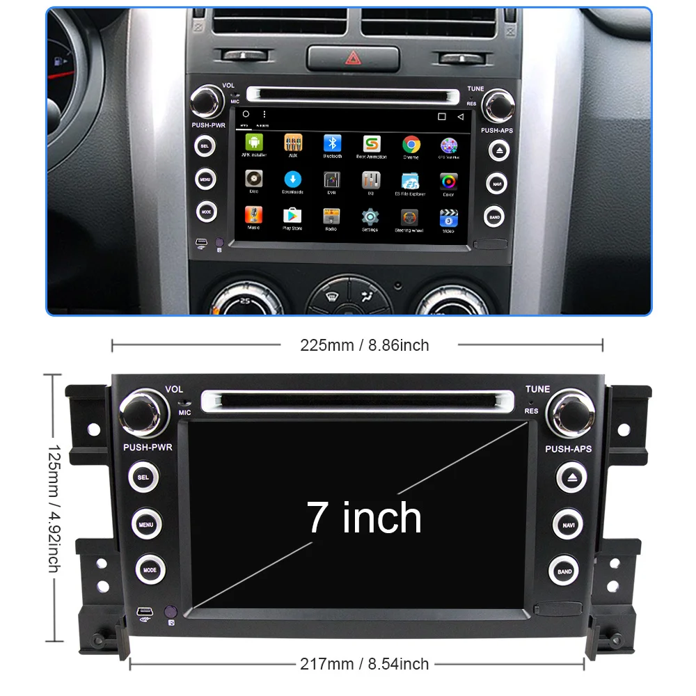 Top Eunavi 2 Din 7 inch tda7851 Android 8.1 Car Dvd Player For Suzuki Grand Vitara Radio Stereo GPS in dash car pc 1024*600 HD wifi 1