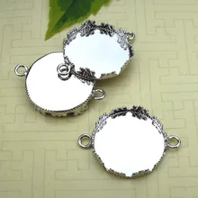 Заготовки круглые оправа в форме короны с 2 петлями соединители браслета Основы Камея Кабошоны Настройки результаты DIY изготовления серебристого цвета, покрытый слоем металла