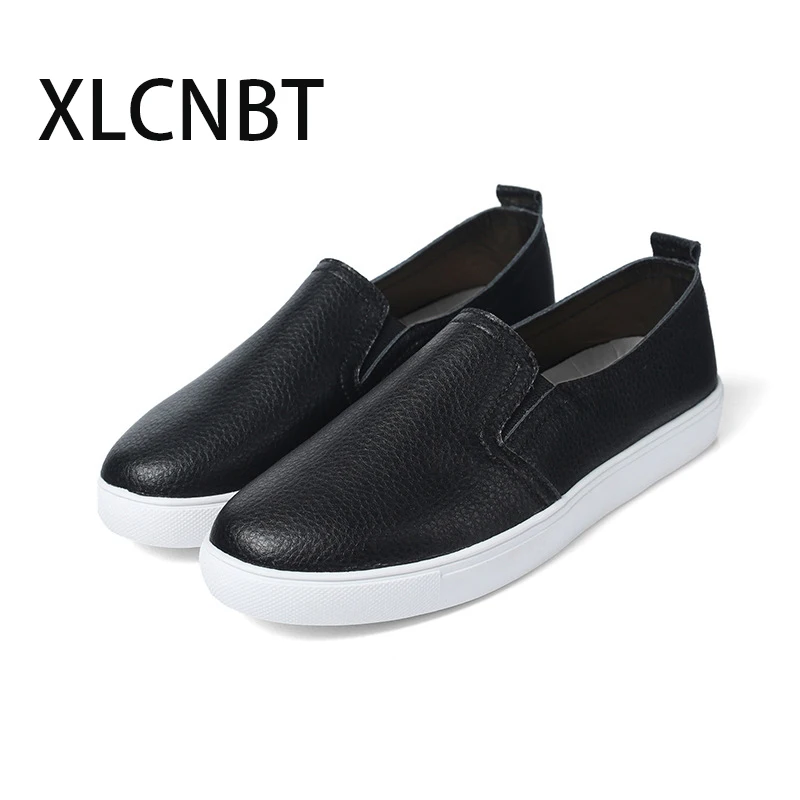

autumn leather shoes women high quality cowhide fabric TPR soft sole females shoes low heel comfortable casual shoes slip on