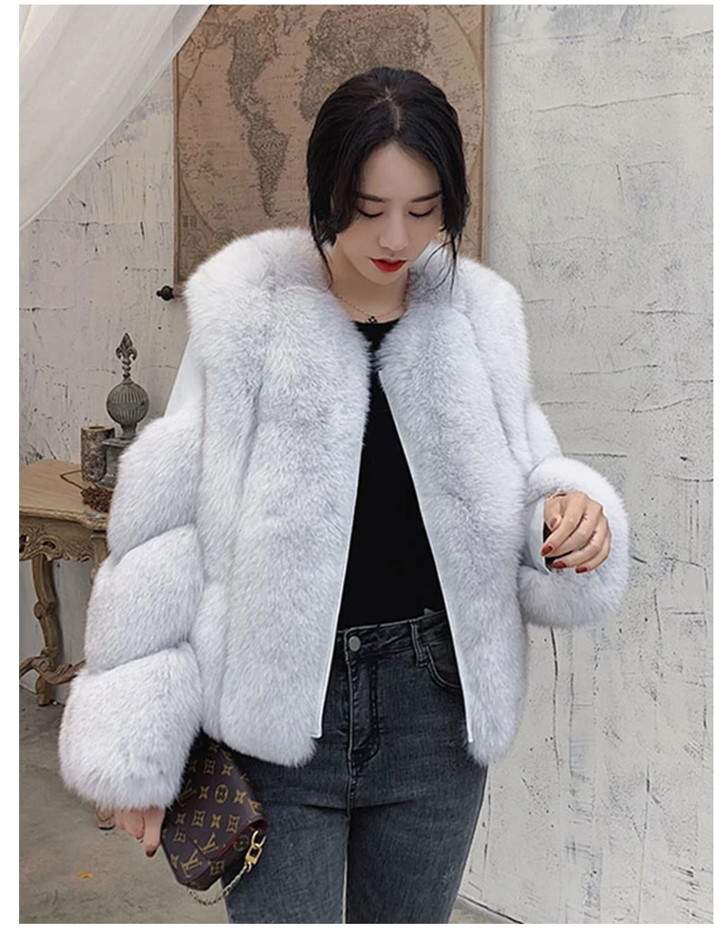 Autumn And Winter New Imported Whole Skin Fox Fur Grass Short Female Coat Fashion Mink Coat Was Thin Party Travel Fur Coat