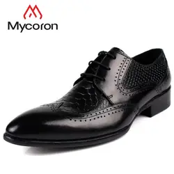 MYCORON ботинки в деловом стиле кожаная мужская обувь Британский Стиль модельные туфли роскошный продукт носить Британский мужская обувь