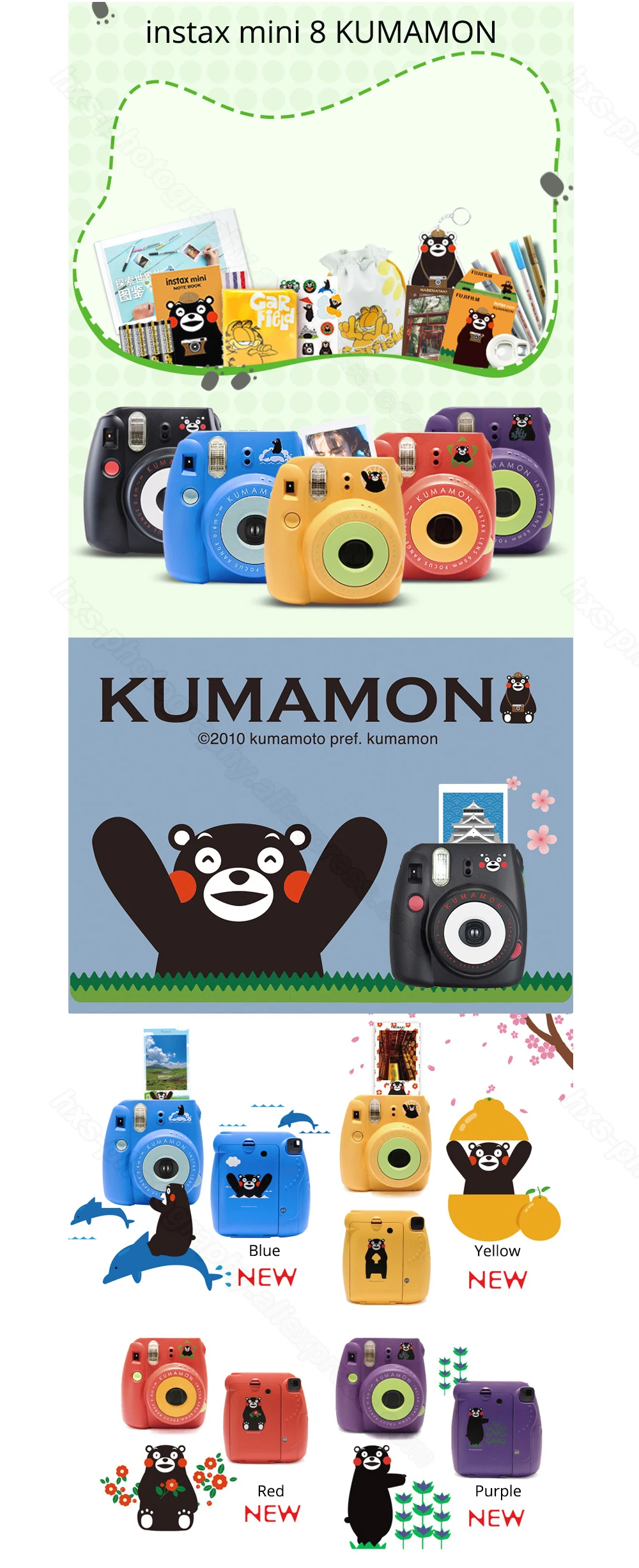 Пленочная камера Fujifilm Instax Mini 9, Fuji Mini 7 s, Tsum, Kumamon, Minion Instax Instant Mini camera s, принтер Instax SP-2