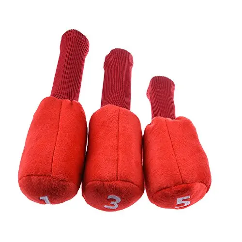 Комплект из 3 предметов, красный деревянный для гольфа Headcovers 1 3 5 гибридная насадка для клюшки для гольфа фарватера Крышка головного убора для шерстяные вязаные Драйвер чехлы аксессуары для гольфа