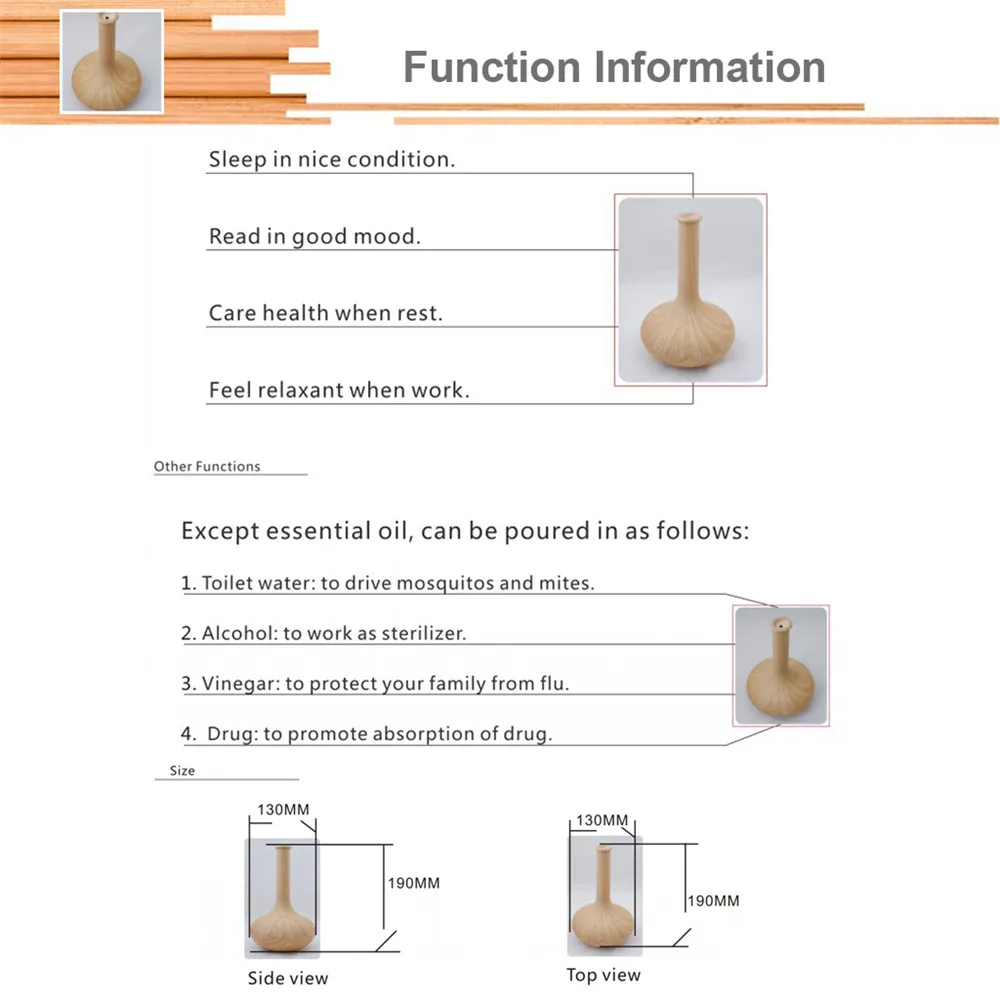 Excelvan Aroma Diffuser Ultrasonic Humidifier Air Mist Aromatherapy Purifier Light Dry Protection Essential Oil Air Purifier11