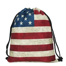 Женские школьные сумки с 3D принтом, винтажные сумки на шнурке, Лидер продаж в США, американский флаг, рюкзак