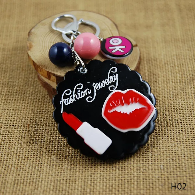 Lipstick Mirror Key Chain for Women DIY Acrylic Mirror Keyrings Luxury