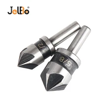 JelBo 2PCS/Lot HSS 5 Flute Countersink Drill Bit 1/2 5/8 Round Shank 82 Degree Point Angle Chamfer Countersink Cutter