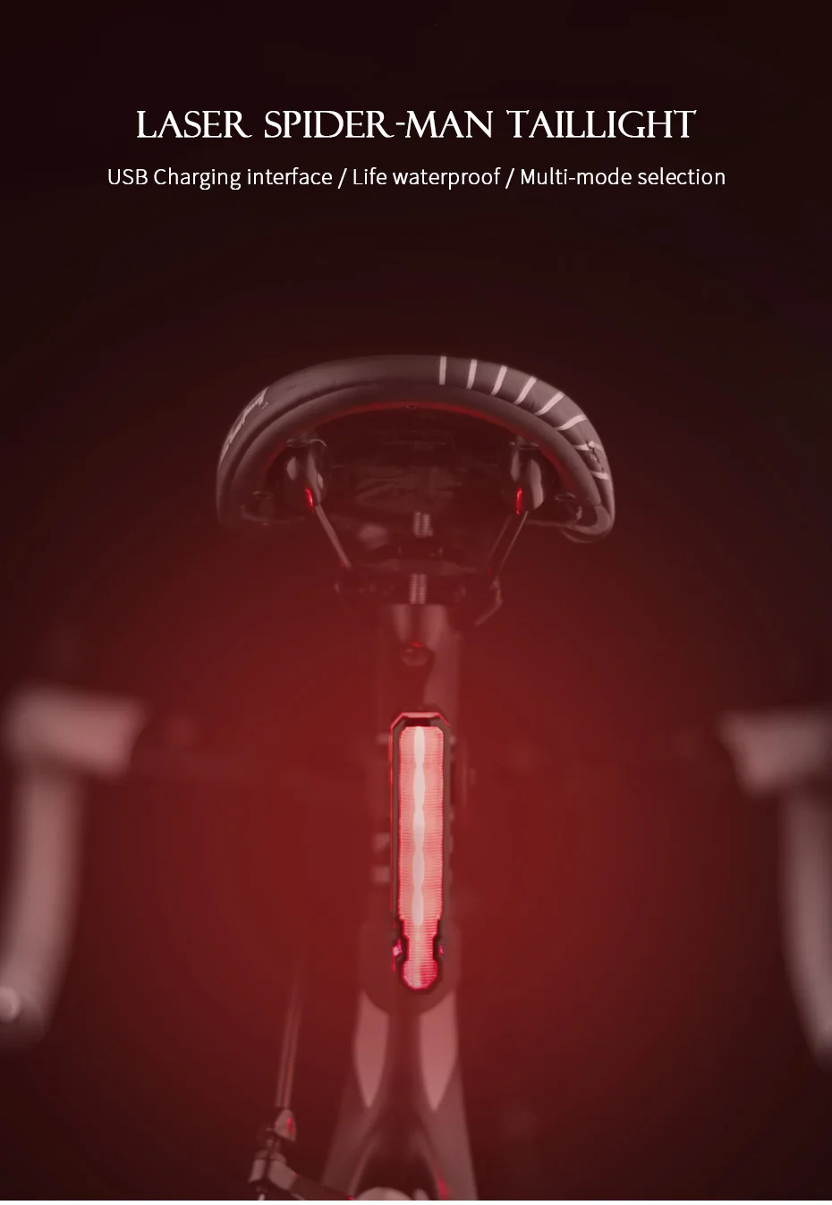 Excellent CoolChange Bike Light Waterproof LED Taillight Cycling Safety Warning Light USB Rechargable Night Riding MTB Bicycle Rear Light 13