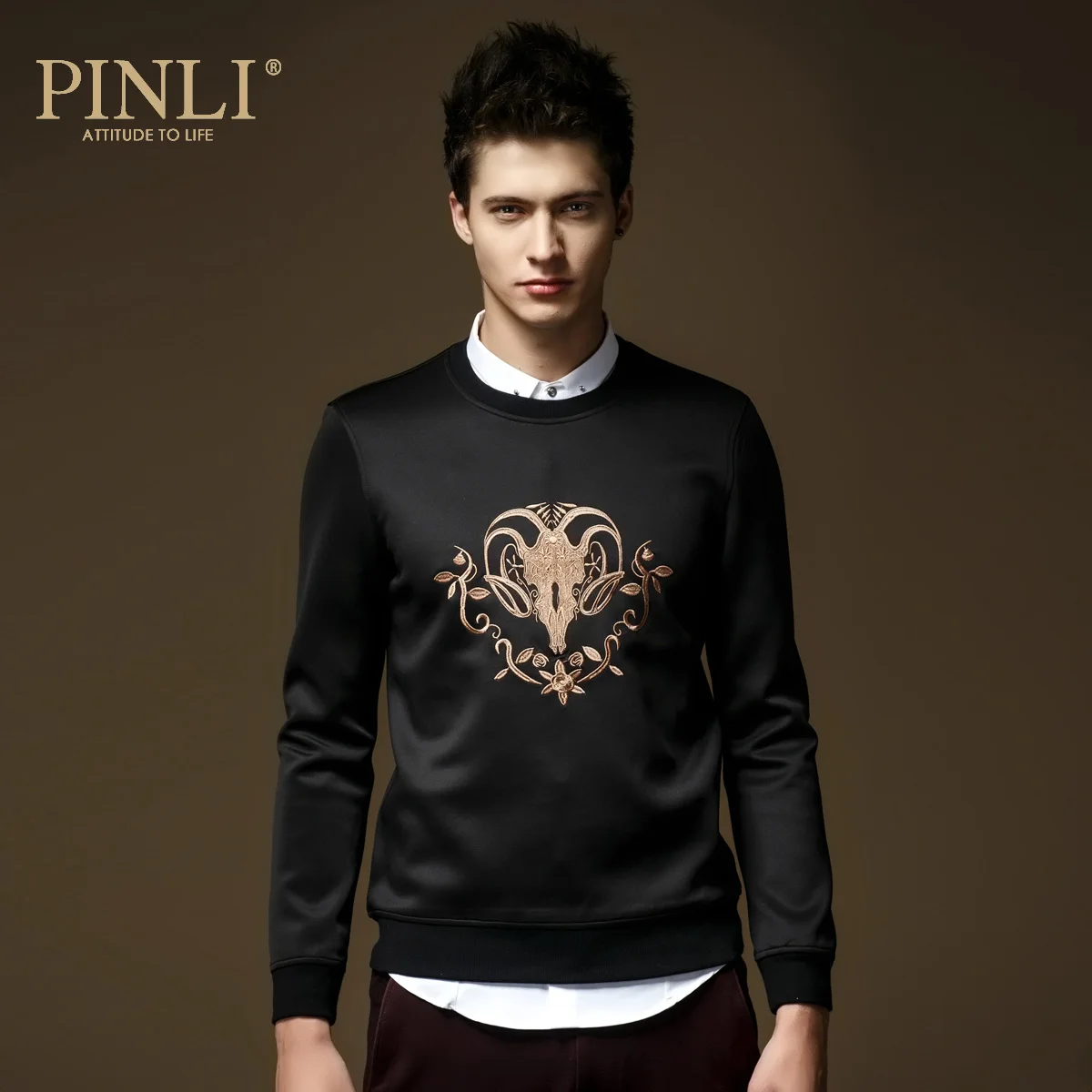 

Moleton Masculino Full Pinli Product Popular Logo Men's Clothing Personality Baroque Embroidery Round Collar Male Coat 5070