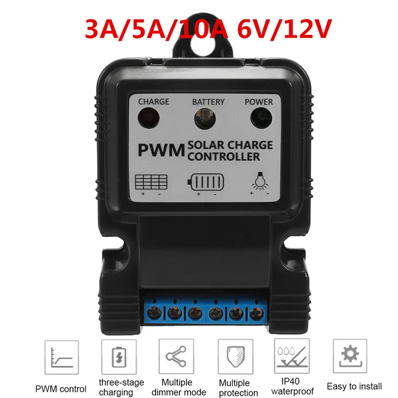 

1Pc New Useful Durable 6V 12V 3A/5A/10A Auto Solar Panel Charge Controller Battery Charger Regulator Hot Home Improvement