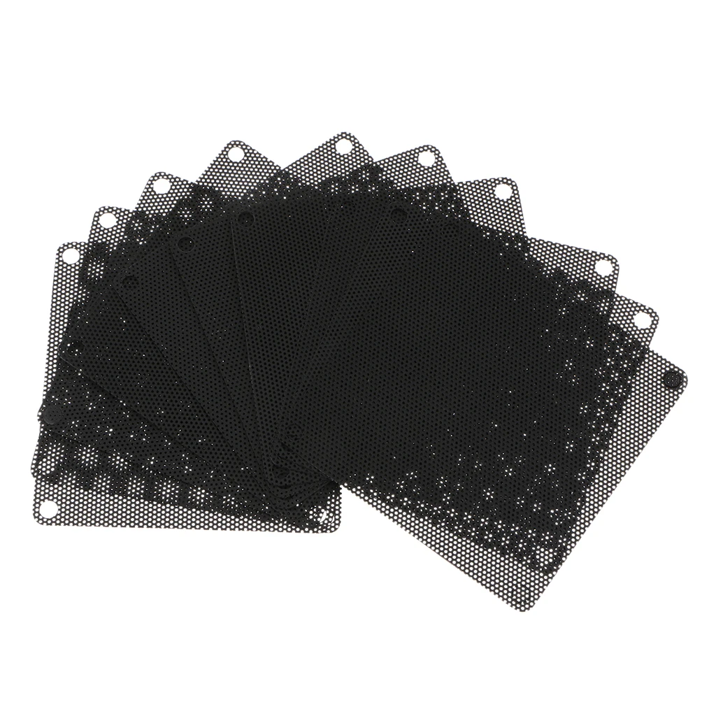 10Pcs Computer PC Dustproof Cooler Fan Case Cover Dust Filter Mesh 8cm Black