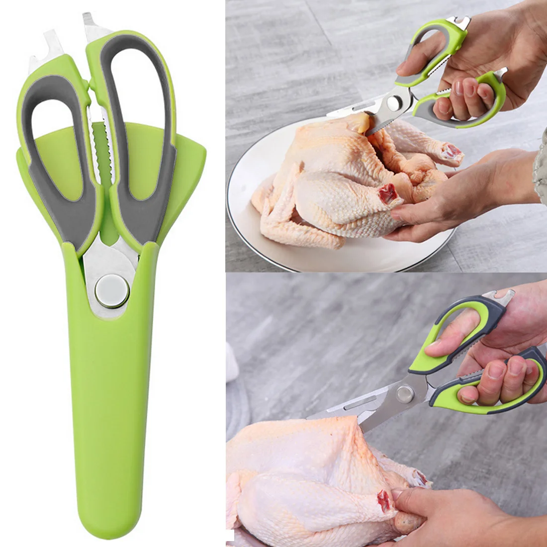 

Stainless Steel Kitchen Scissors Knife For Fish Chicken Bone Vegetables Household Multi Function Cutter Shears Cooking Tools