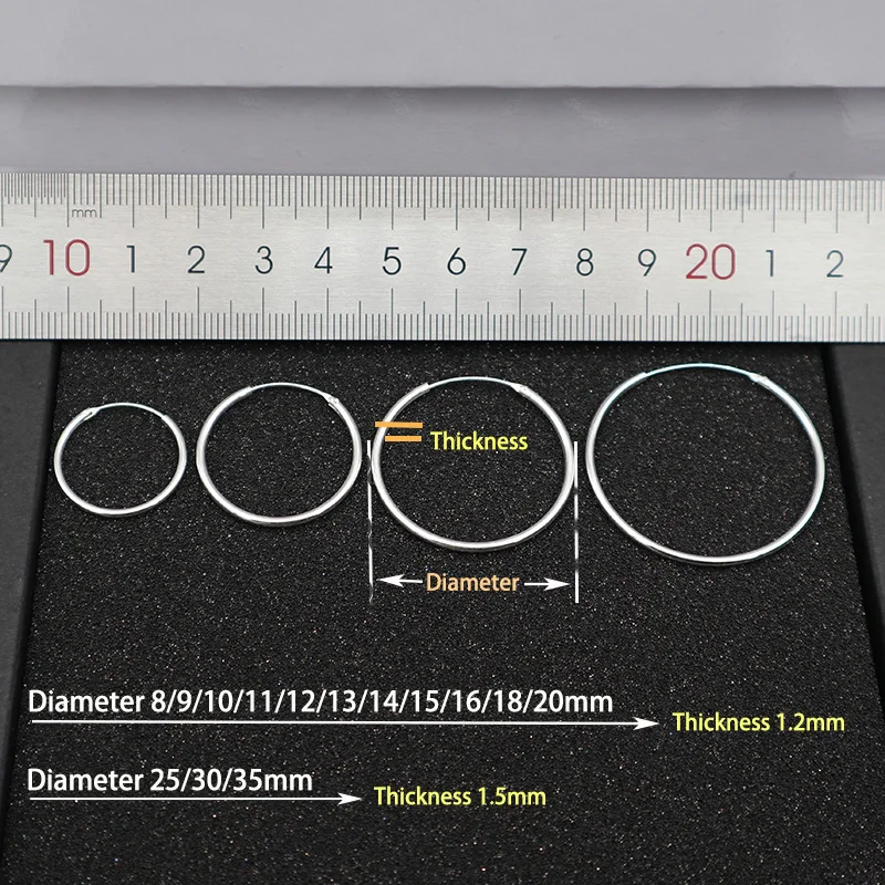 925 пробы, серебряные Простые серьги-кольца для женщин, маленькие мини серьги-кольца, круглые серьги-кольца