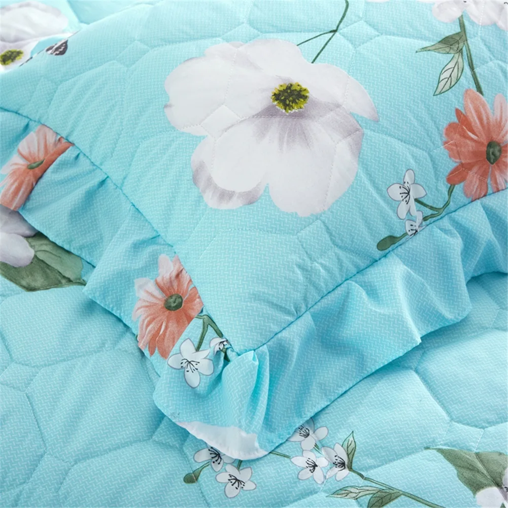 150*200 см комплект с юбкой для кровати, уплотненное покрывало для кровати, покрывало из полиэстера, стеганое покрывало, пасторальное покрывало с цветами, простыня зеленого и синего цвета