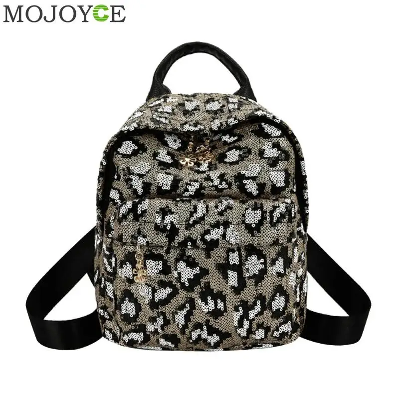 

Women Backpack Sequin Leopard Print Girls School Bag Satchel Travel Backpack Women mochila Feminina Dropshipping Hot 2018