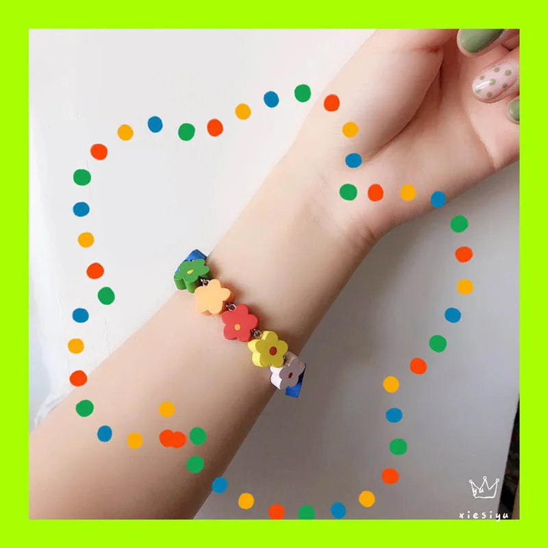 

Cute Handmade Colorful Cartoon Flower Bracelet, Candy Color Pendant For Women Men Judy Jewelry Party Creative Gift Birthday Gift