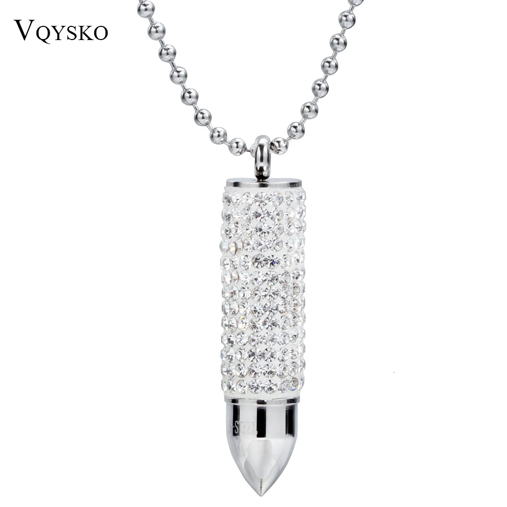 

Fashion NECKLACE 2016 New HOT SALE Fashion Full Of CZ Crystal Stainless Steel Bullet chain Womens Necklaces