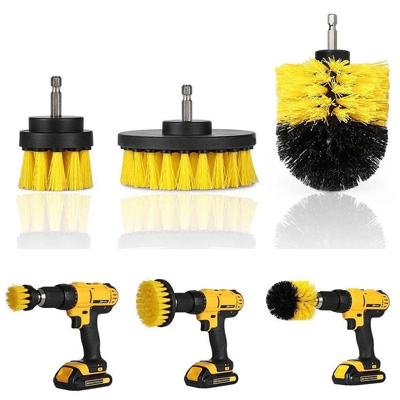 

3Pcs 2/3.5/4 Inch Electric Drill Brush Kit Bathroom Surfaces Tile Grout Power Scrubber Tub Cleaning Brush Kit