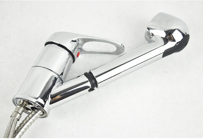 

Pull Out Shower Head Chrome Mixer Tap Faucet Kitchen Sink Bathroom Basin Faucet