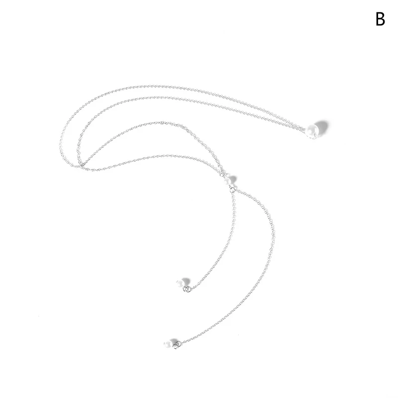 Новинка, имитация жемчуга, декоративные ожерелья, цепочка на спине, ювелирные изделия для женщин, вечерние свадебные аксессуары с открытой спиной - Окраска металла: Silver