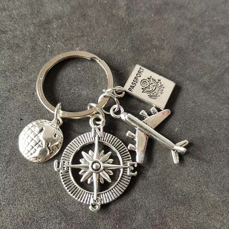 

Aircraft Passport Compass Travel World Traveler Keychain Graduation Gift Key Chains Travel gift