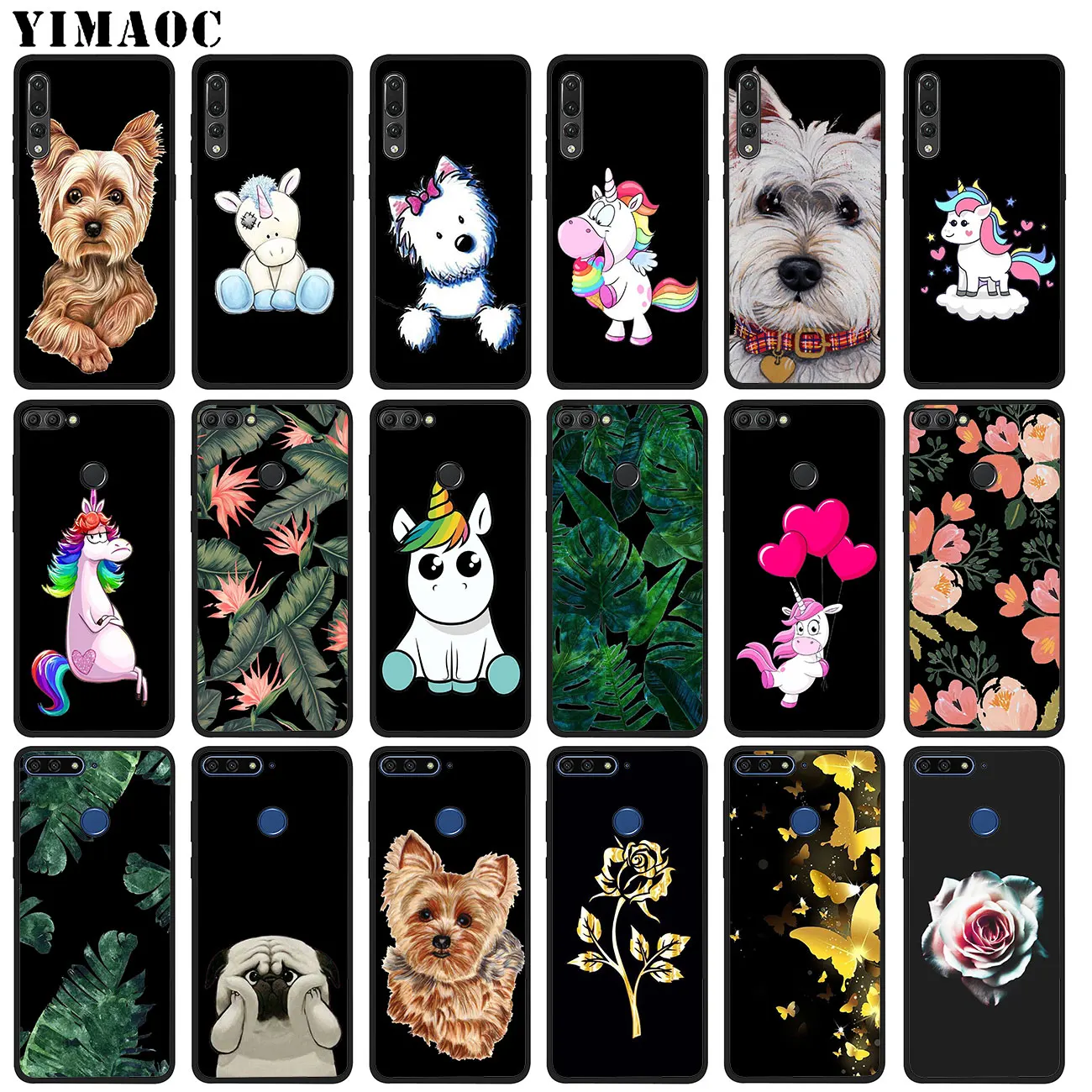 YIMAOC Единорог собака мопса цветок Мягкий силиконовый чехол для телефона Huawei P20 Pro