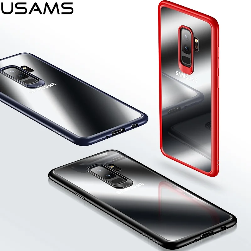 baratas USAMS Marca Mant Series PC + TPU Crystal Clear Hard Case Voltar Para Samsung Galaxy S9 Plus S9 S9 + Nota 8 Tampa Do Telefone