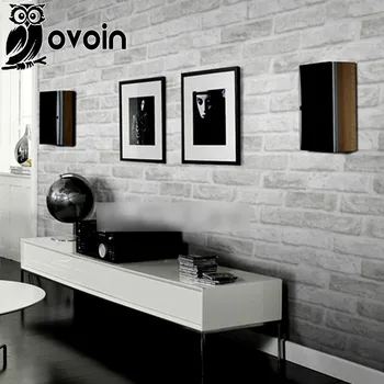 Vintage Embossed Wallpaper Brick Wall Roll Modern Grey White 3D Effect Brick Wallpaper For Walls,Living room Background Covering