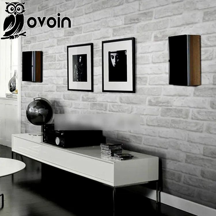Vintage Embossed Wallpaper Brick Wall Roll Modern Grey White 3D Effect Brick Wallpaper For Walls